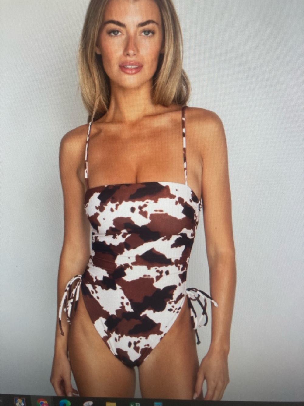 Skatie Brown and White Cow Print One-Piece Swimsuit